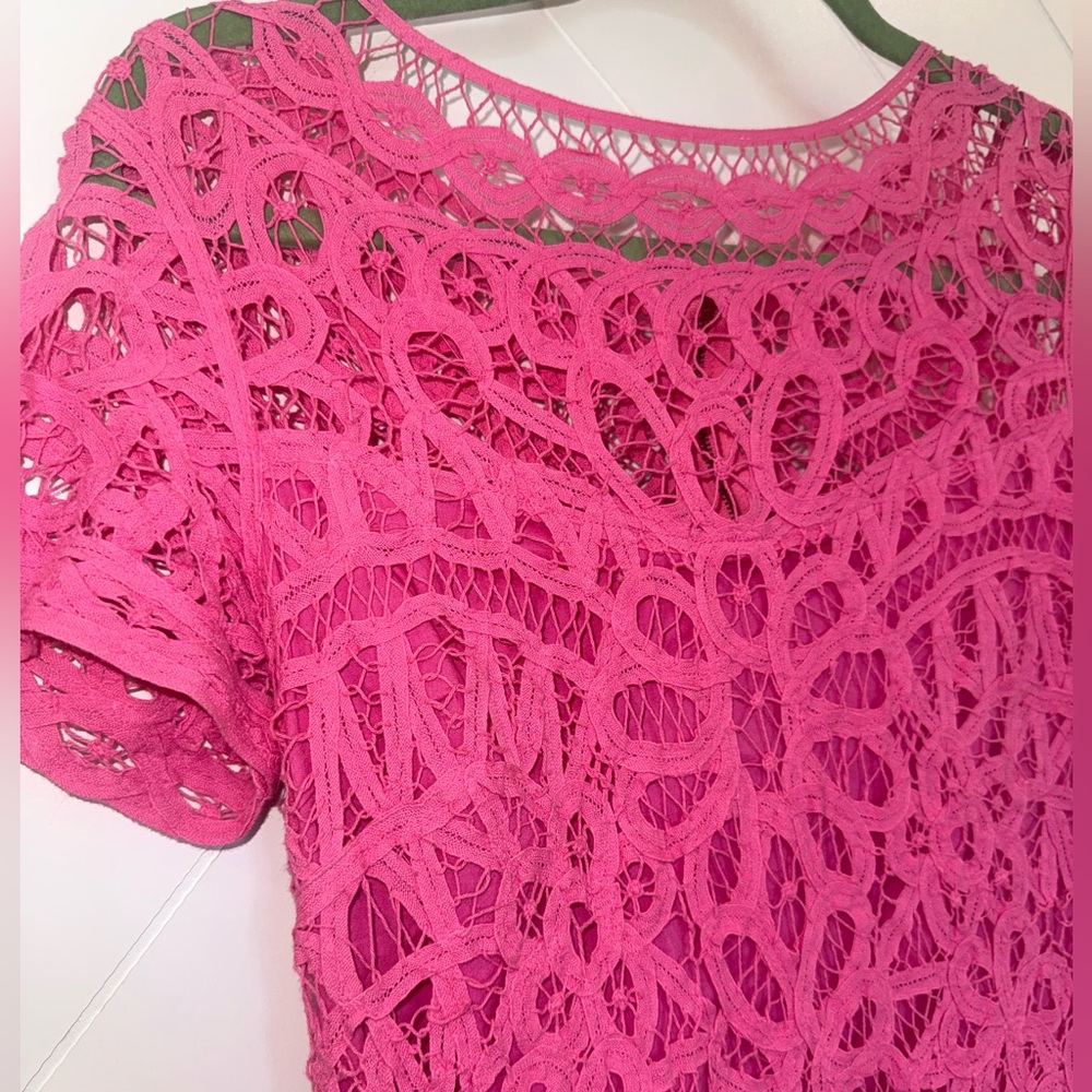 Lilly Pulitzer MarieKate GoToBatt Battenberg Lace Pink Med Classic Timeless $378 - Picture 4 of 14